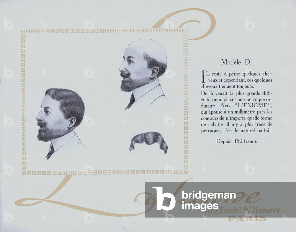 Toupees for men from Ch Lalanne, Paris (litho)