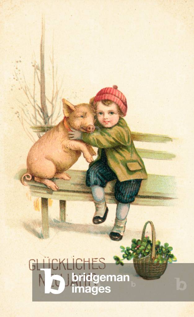 German New Year card (colour litho)