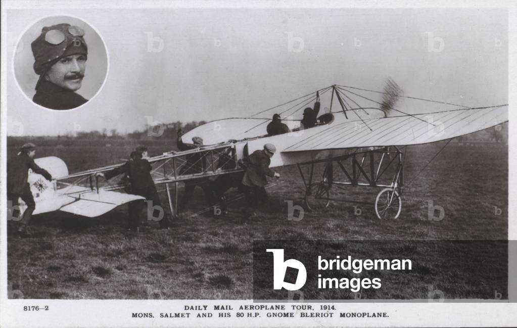 Henri Salmet, an early French aviator who was sponsored by the Daily Mail to fly his aeroplane around Britain (b/w photo)