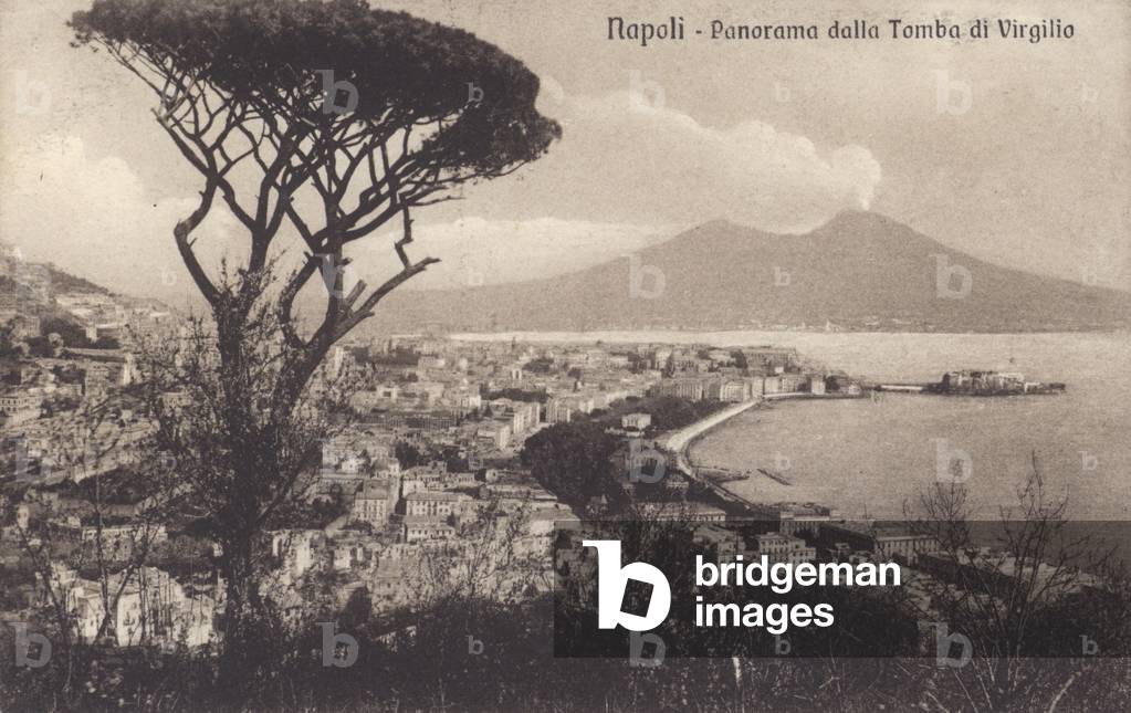 Naples - Napoli, Panorama dalla Tomba di Virgilio (b/w photo)