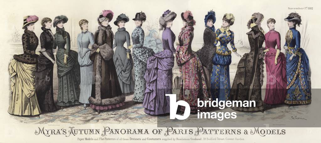 Myra's Autumn Panorama of Paris Patterns and Models (coloured engraving)