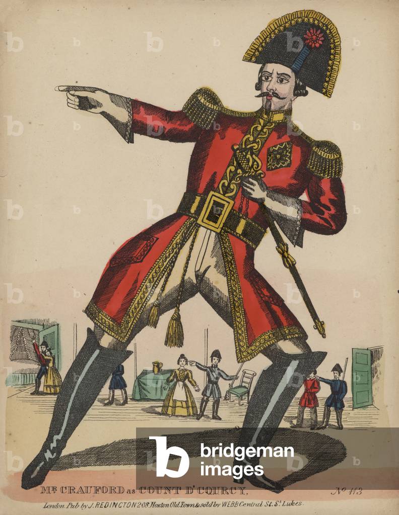 Mr Crauford as Count D'Courcy (coloured engraving)