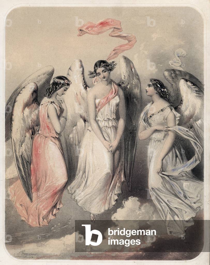 Three angels (colour litho)