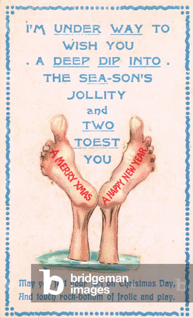 Pair of Feet! Christmas Card (chromolitho)