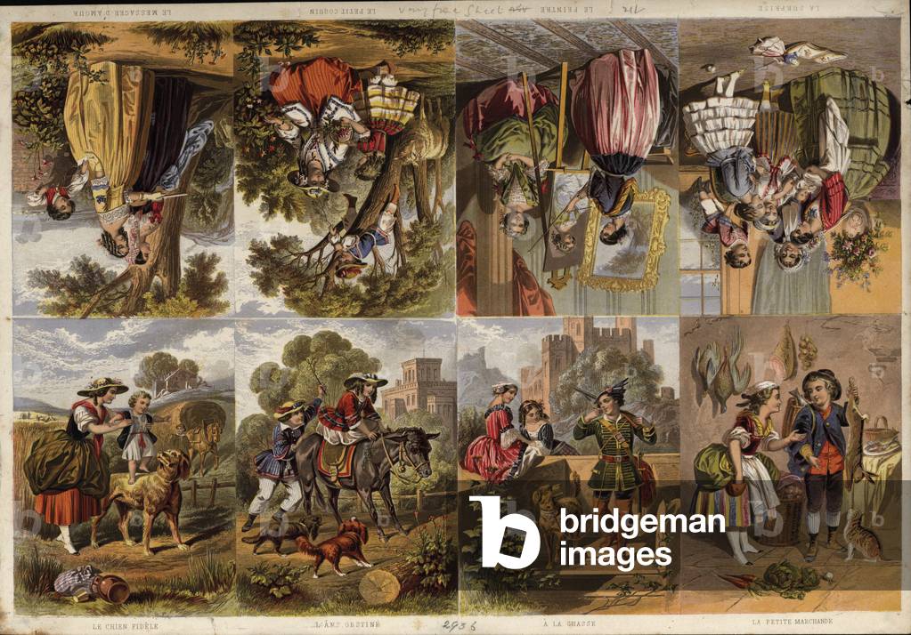 Page of Victorian printed scraps (coloured engraving)