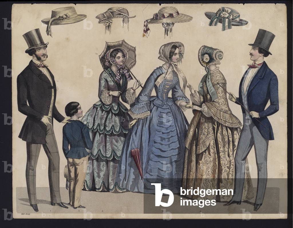 German fashion plate, mid 19th century (coloured engraving)