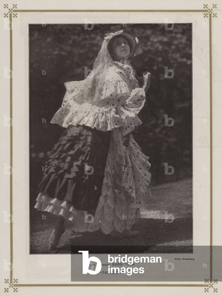 Tamara Karsavina, Russian prima ballerina, in a Ballets Russes production of Papillons (b/w photo)