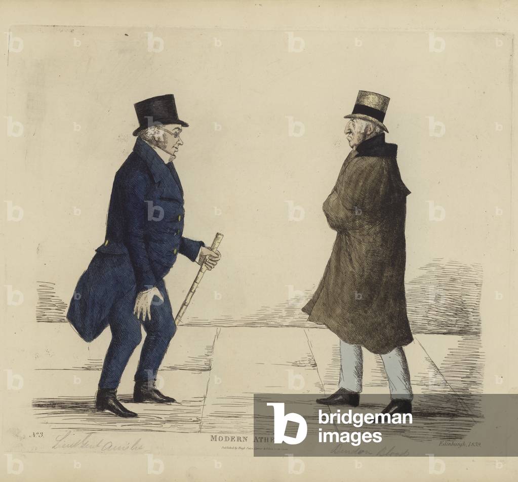 Eminent Edinburghians, aka Modern Athenians, Lieutenant-General George R Ainslie, Bindon Blood, Esq, of Cranacher (coloured engraving)