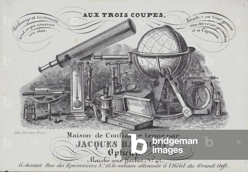 Advertisement for Jacques Barboni optical instruments (litho)
