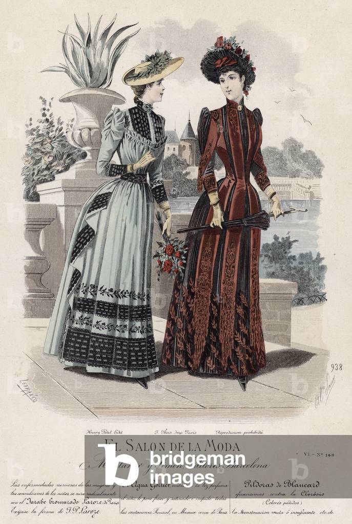 French fashion plate, late 19th century (coloured engraving)