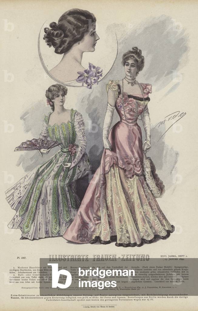 Illustration for Illustrirte Frauen-Zeitung (colour litho)