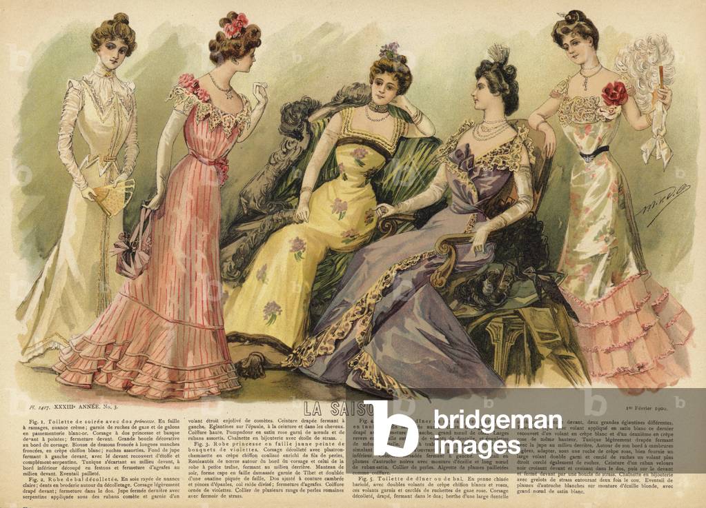 La Saison fashions (coloured engraving)