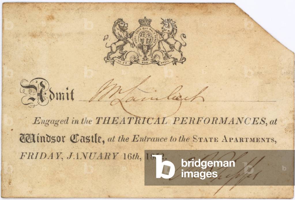 Ticket for a theatrical performance (engraving)
