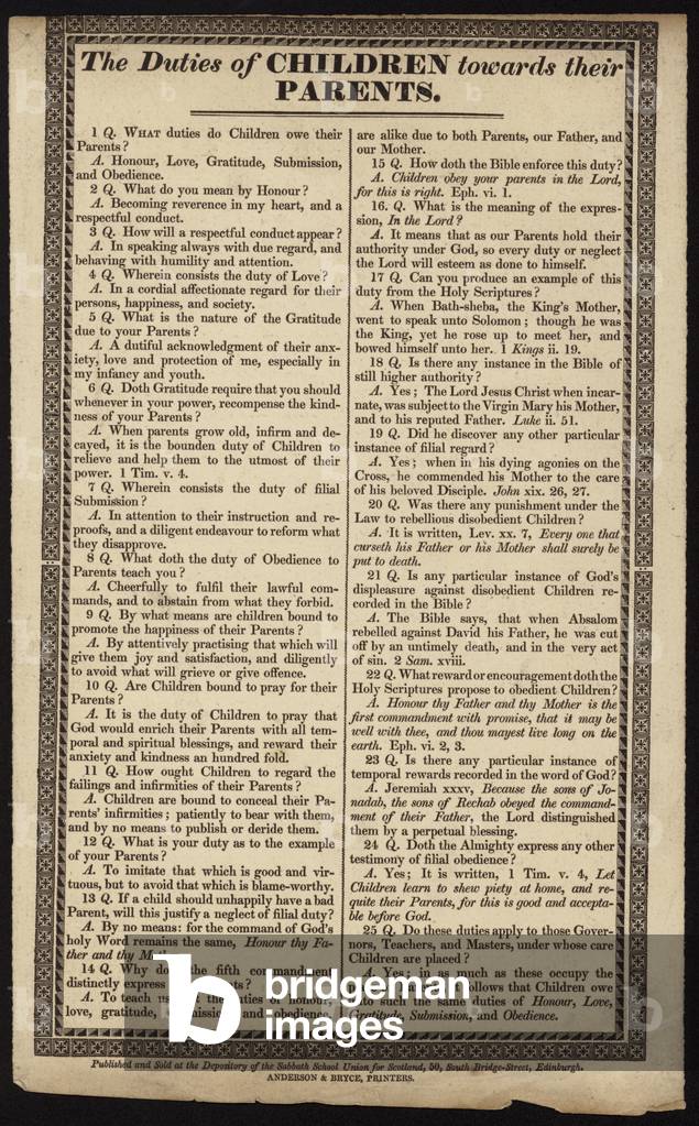 The duties of children towards their parents (engraving)