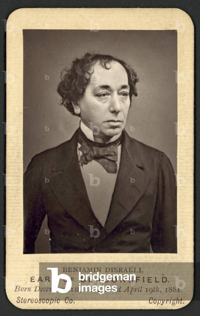 Benjamin Disraeli, Earl of Beaconsfield, memorial photo card (b/w photo)
