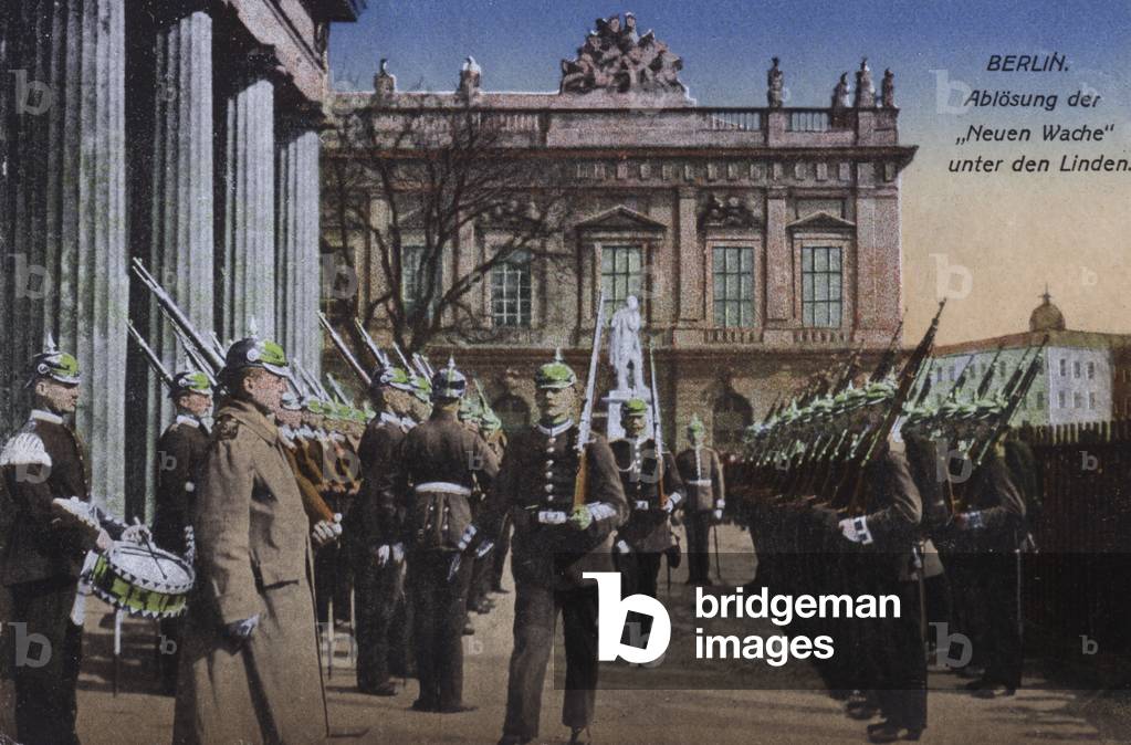 Changing of the guard at the Neue Wache, Unter den Linden, Berlin, Germany (coloured photo)