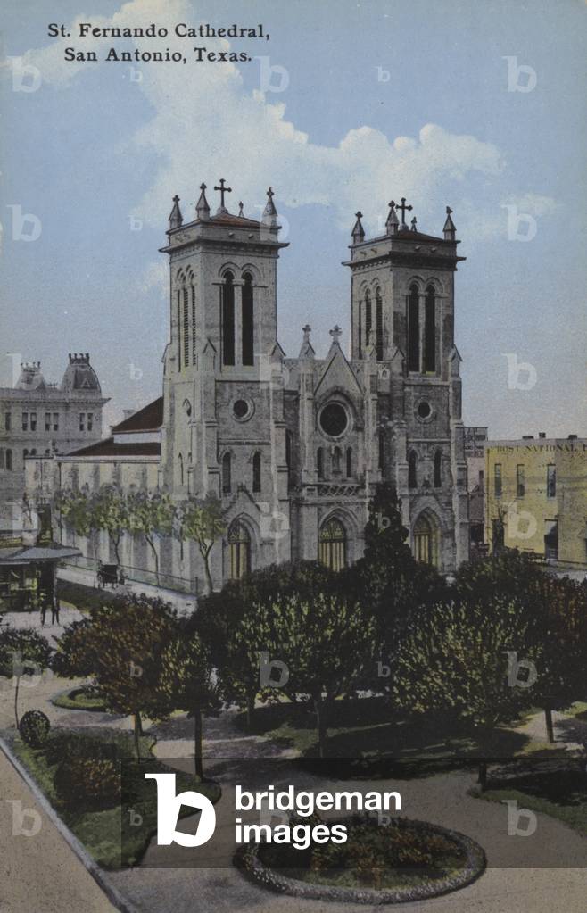 San Fernando Cathedral in San Antonio, Texas, USA (coloured photo)