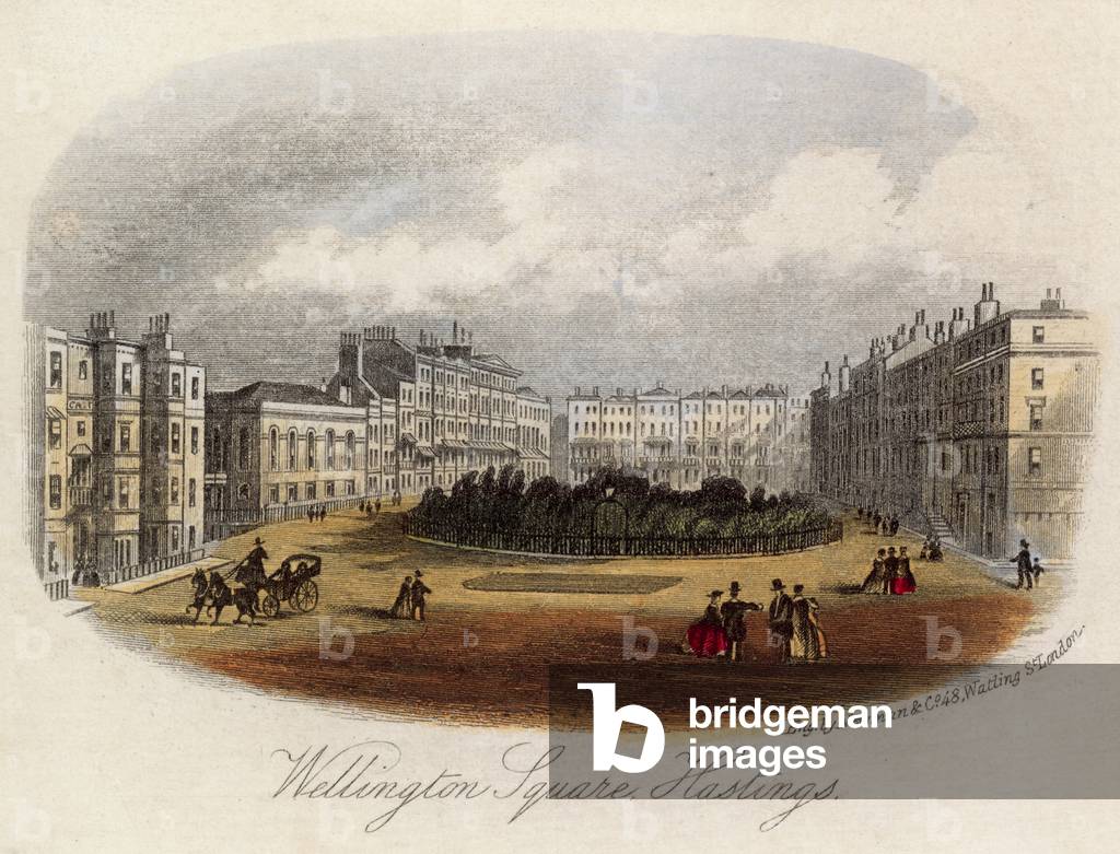 Wellington Square in Hastings (coloured engraving)