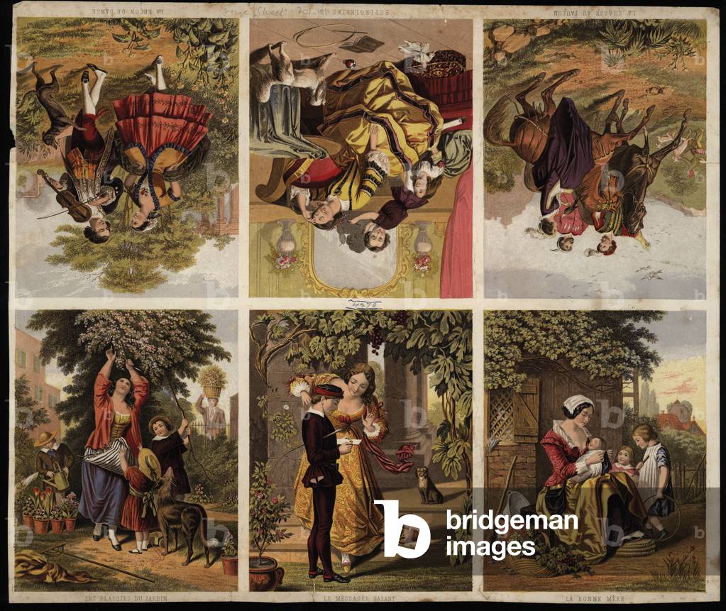 Page of Victorian printed scraps (coloured engraving)