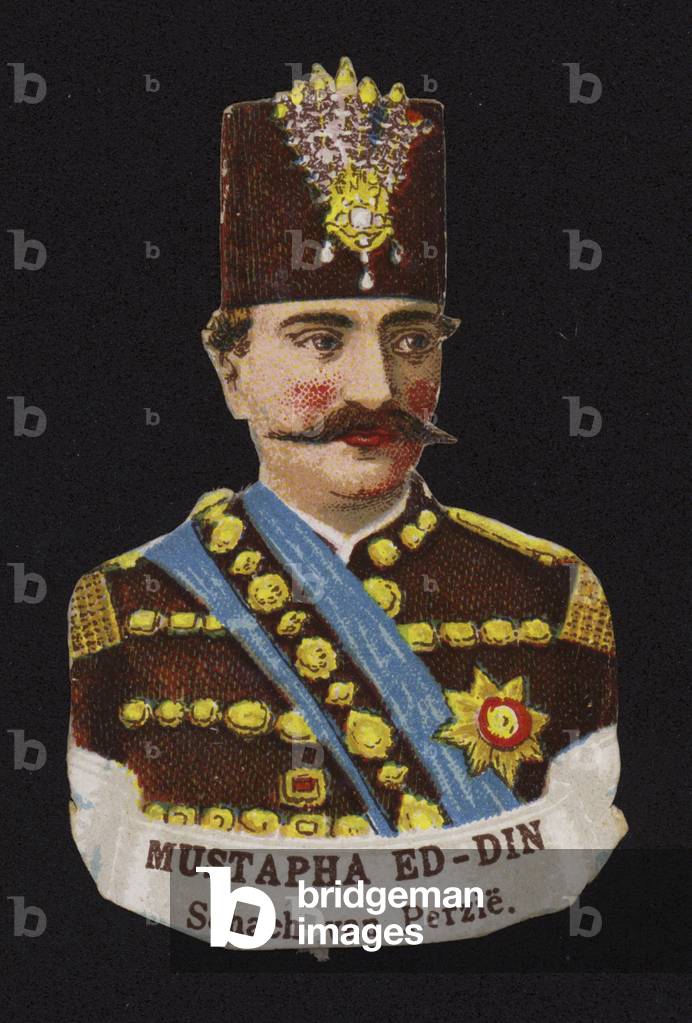 Mozaffar ad-Din Shah Qajar, Shah of Persia (chromolitho)