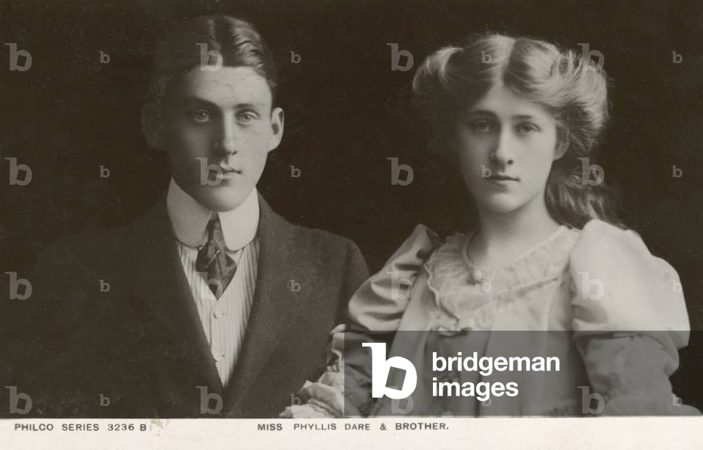 Phyllis Dare, English stage actress and singer with her brother, Jack (b/w photo)
