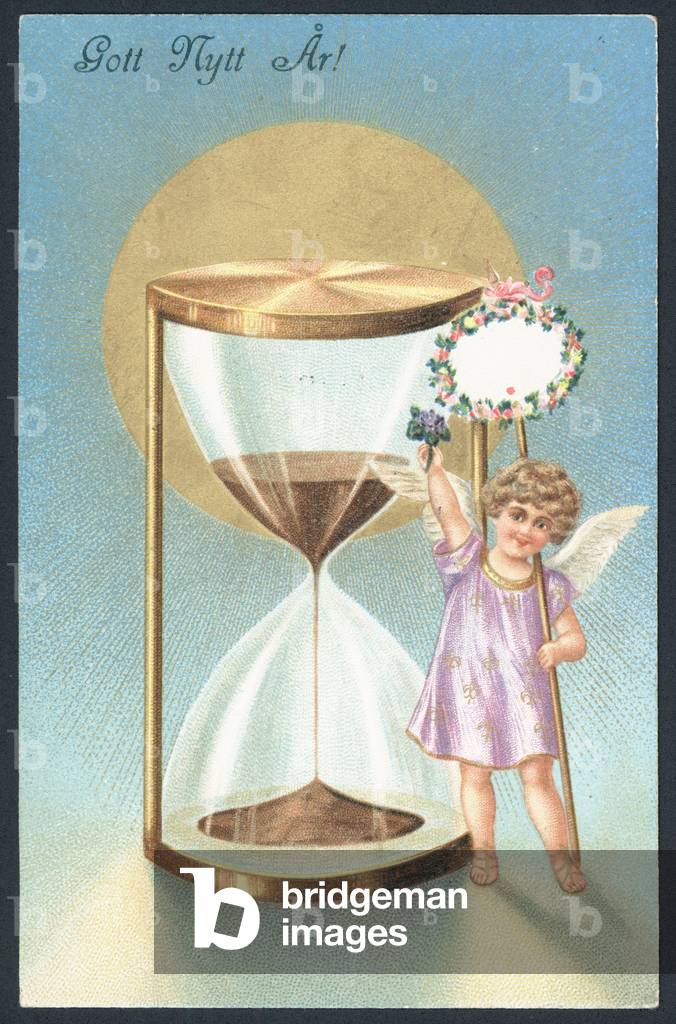 Swedish New Year greetings card (colour litho)