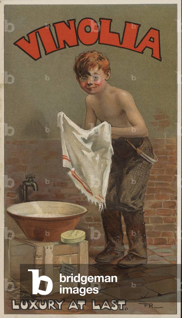 Boy washing: advertisement for Vinolia soap (chromolitho)