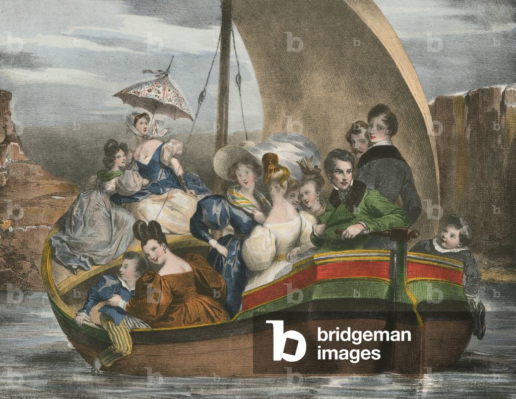 Promenade sur l'eau, Airing on the water (colour litho)