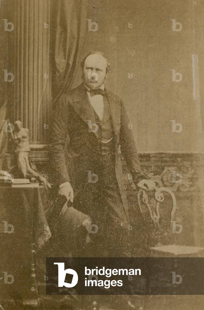 Prince Albert, standing next to a miniature Venus de Milo (b/w photo)