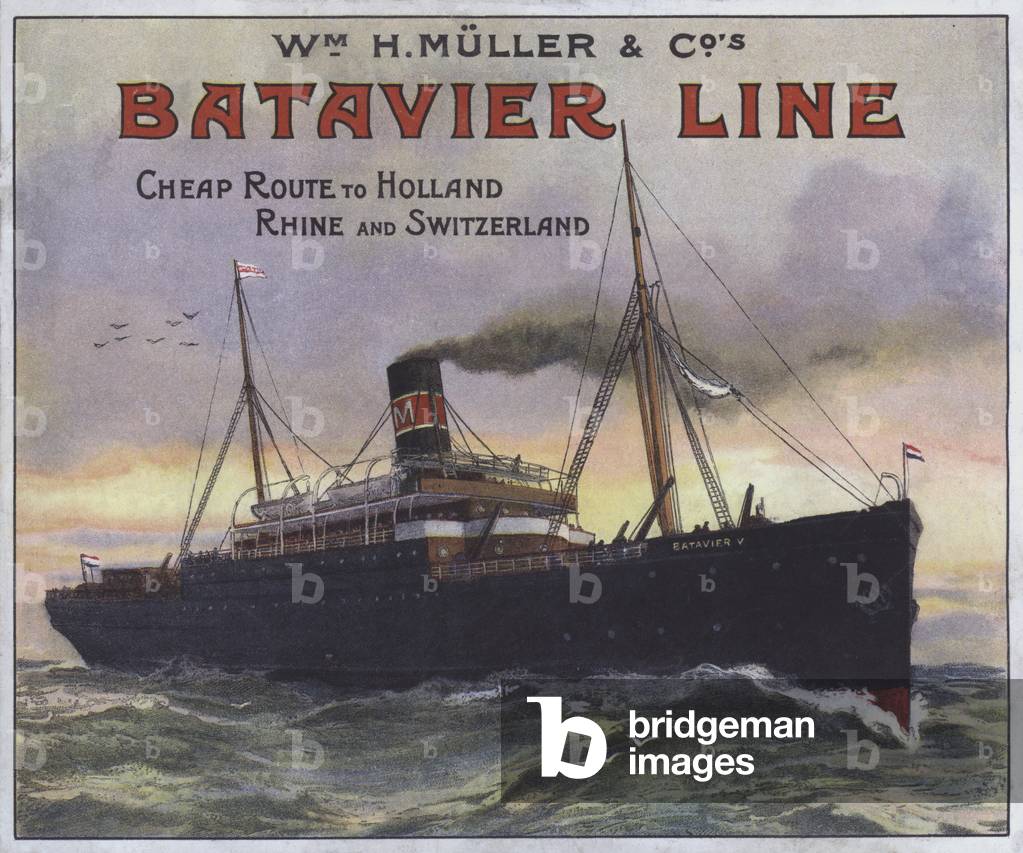Ship of the Batavier Line (colour litho)