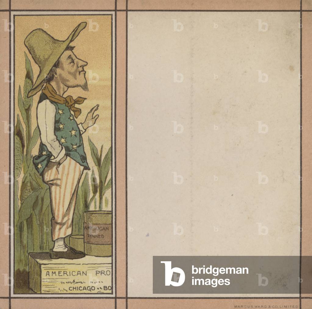 Menu illustration: American tinned food (colour litho)