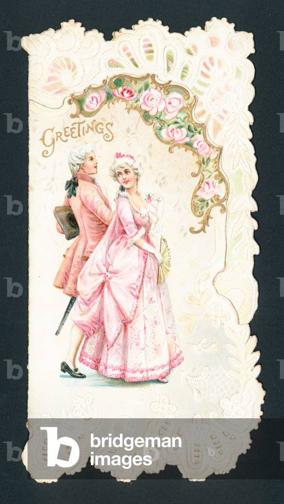 Aristocratic Couple, Christmas Card (chromolitho)