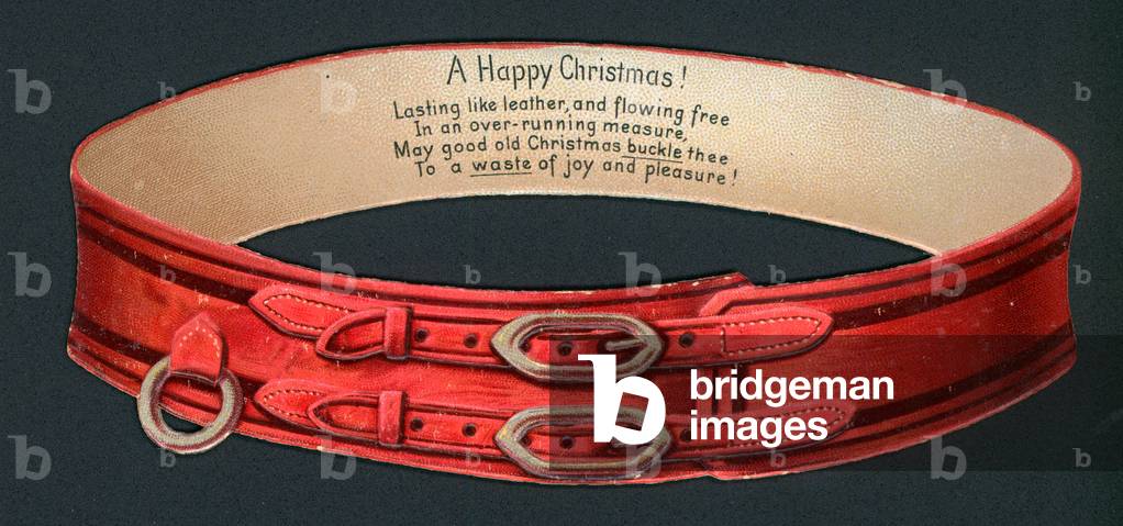 Christmas card with red belt (chromolitho)