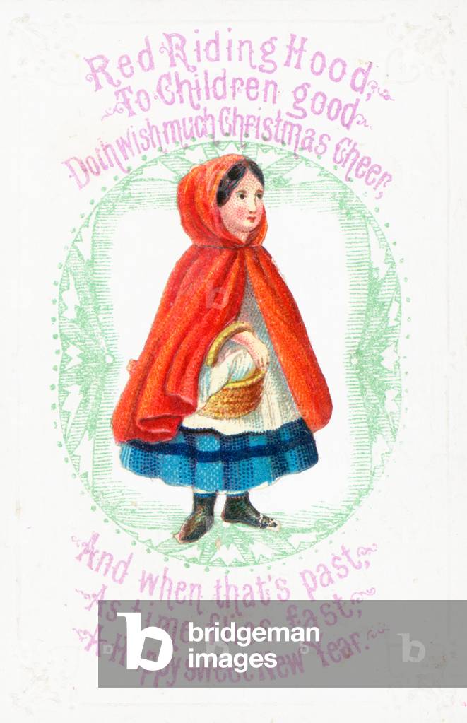 Little Red Riding Hood, Christmas Card (chromolitho)