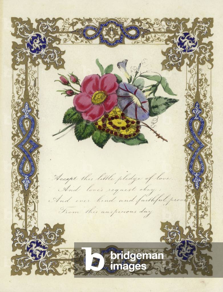 British Valentine card with an image of flowers (colour litho)