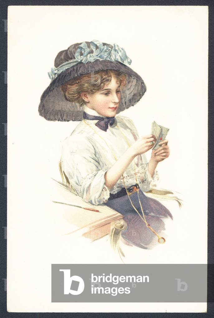 Portrait of a woman (colour litho)