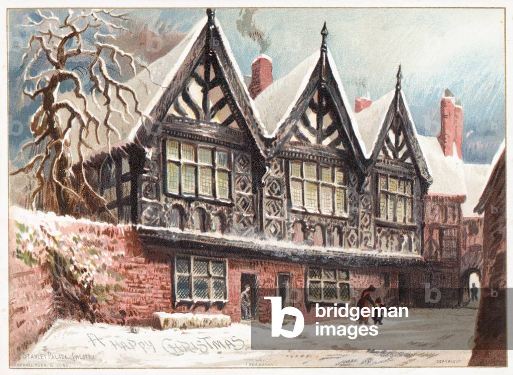 Stanley Palace, Chester, Christmas Card (chromolitho)