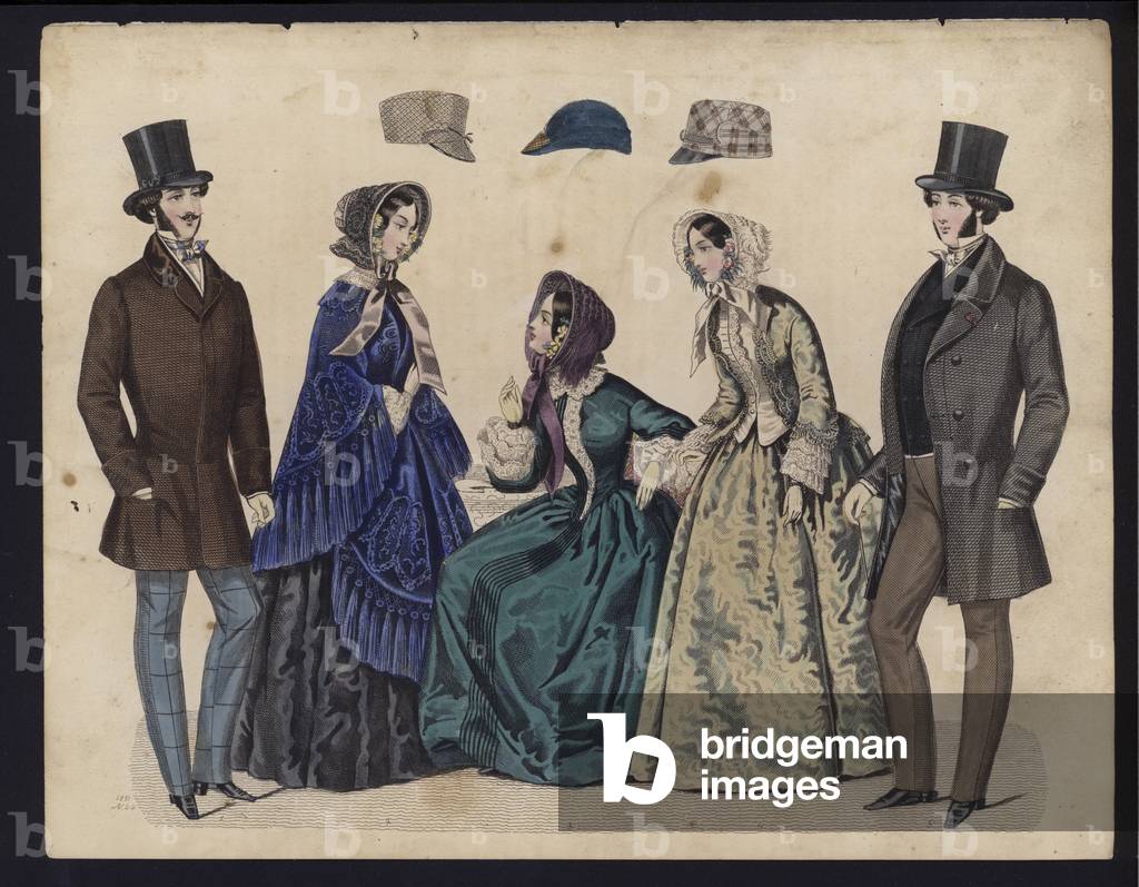 German fashion plate, mid 19th century (coloured engraving)