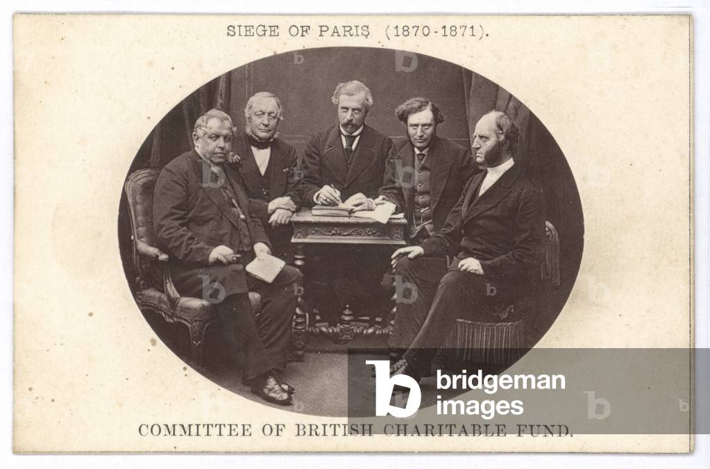 The committee of the British Charitable Fund, assisting the poor during the Siege of Paris (1870-1871) (b/w photo)