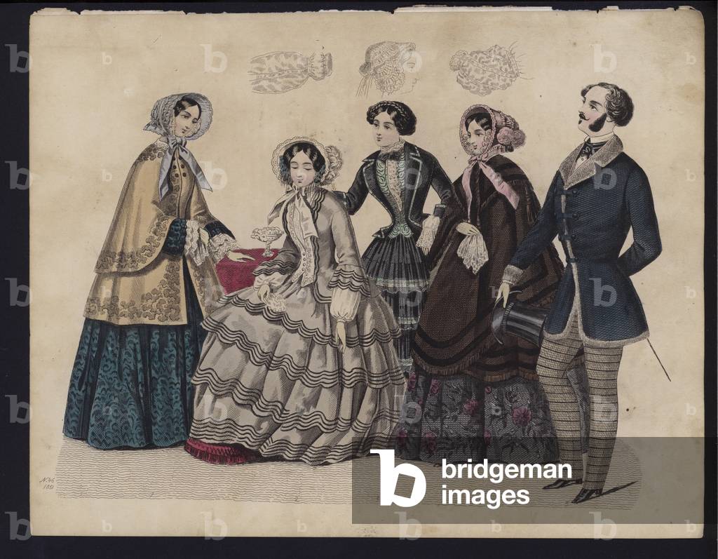 German fashion plate, mid 19th century (coloured engraving)