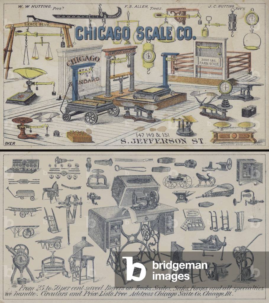Advertisement for the Chicago Scale Company, Chicago, Illinois, USA (colour litho)