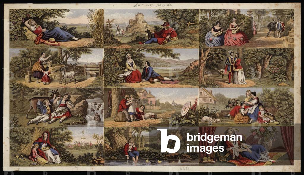 Page of Victorian printed scraps (coloured engraving)