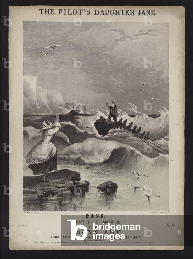 The Pilot's Daughter Jane, song by J E Carpenter and Franz Abt, Victorian sheet music cover (litho)