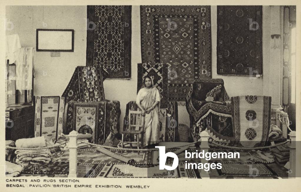 Carpets and Rugs Section, Bengal Pavilion, British Empire Exhibition, Wembley (b/w photo)