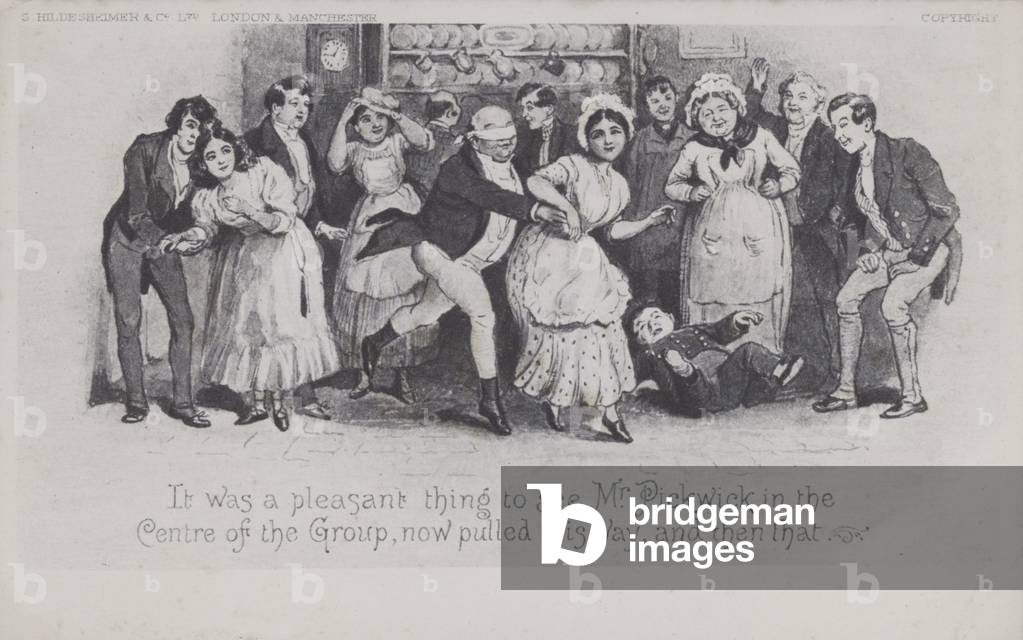 Mr Pickwick, pulled this way and that (b/w photo)