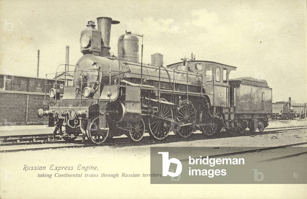 Russian express railway engine (b/w photo)