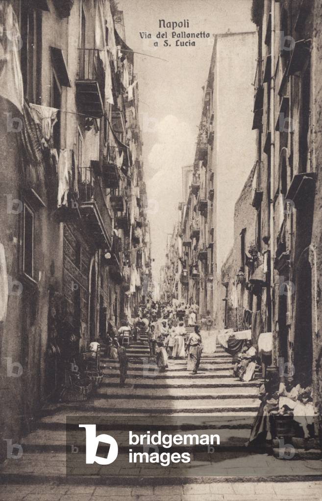Naples - Napoli, Via del Pallonetto a S Lucia (b/w photo)
