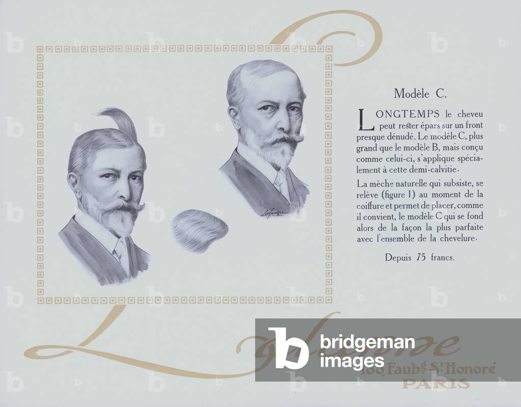 Toupees for men from Ch Lalanne, Paris (litho)