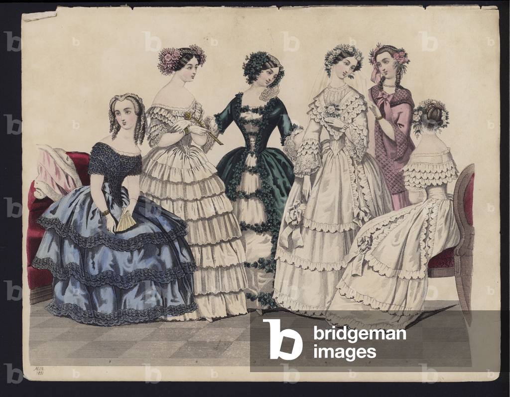 German fashion plate, mid 19th century (coloured engraving)
