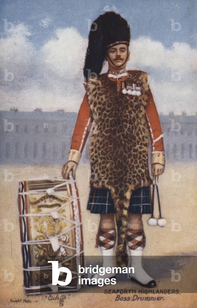 Bass drummer of the Seaforth Highlanders (colour litho)